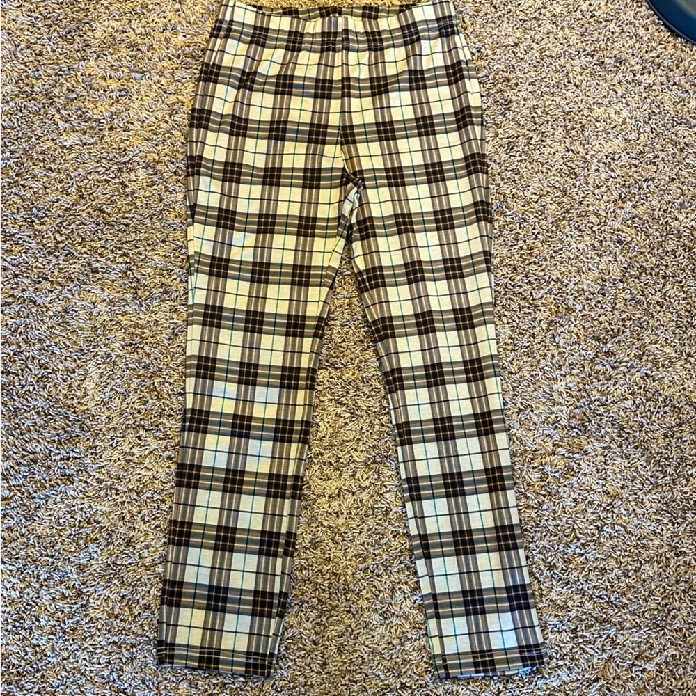 NWT, Bohme Brown Plaid Leggings, medium